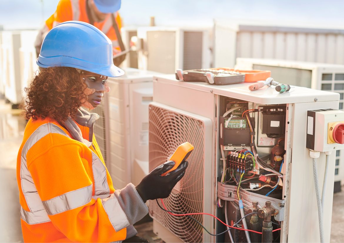 Lady checking HVAC