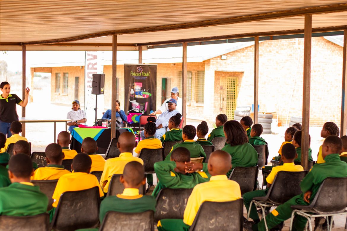Epiroc, Harvest Floor and Palesa Pads donate reusable sanitry pads to girls at Mamagola Primary School